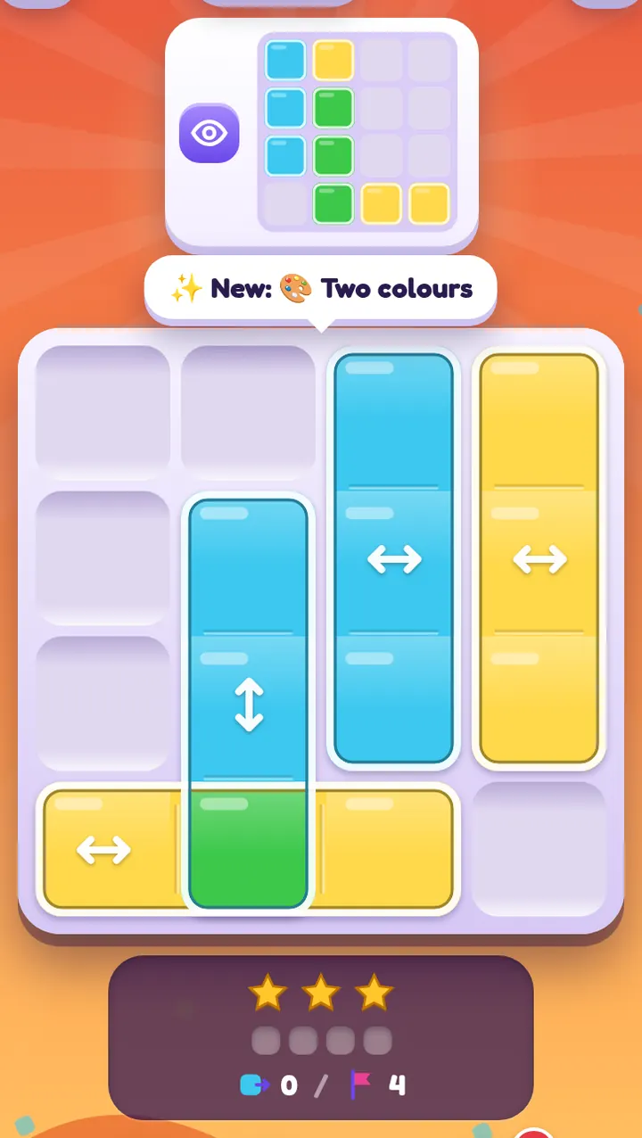 PaneSlide level 18, a two-colour level using only two glass colours