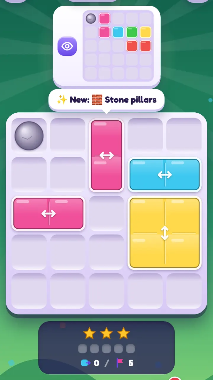 PaneSlide level 25 with a grey stone pillar inside the board