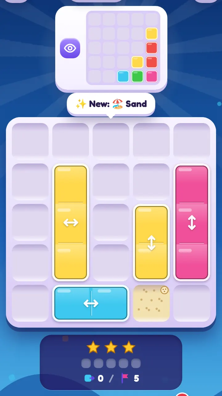 PaneSlide level 52 with sandy cells shown with small grains