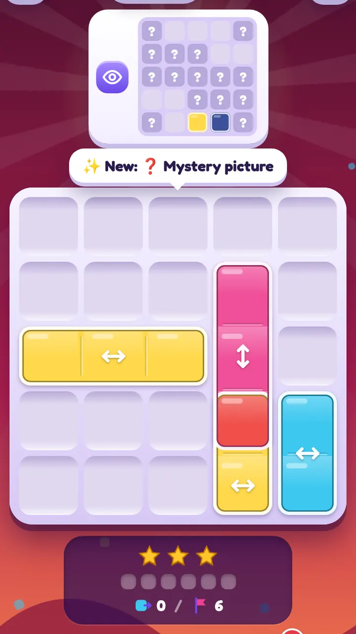 PaneSlide level 95 with a target picture where several cells show question marks